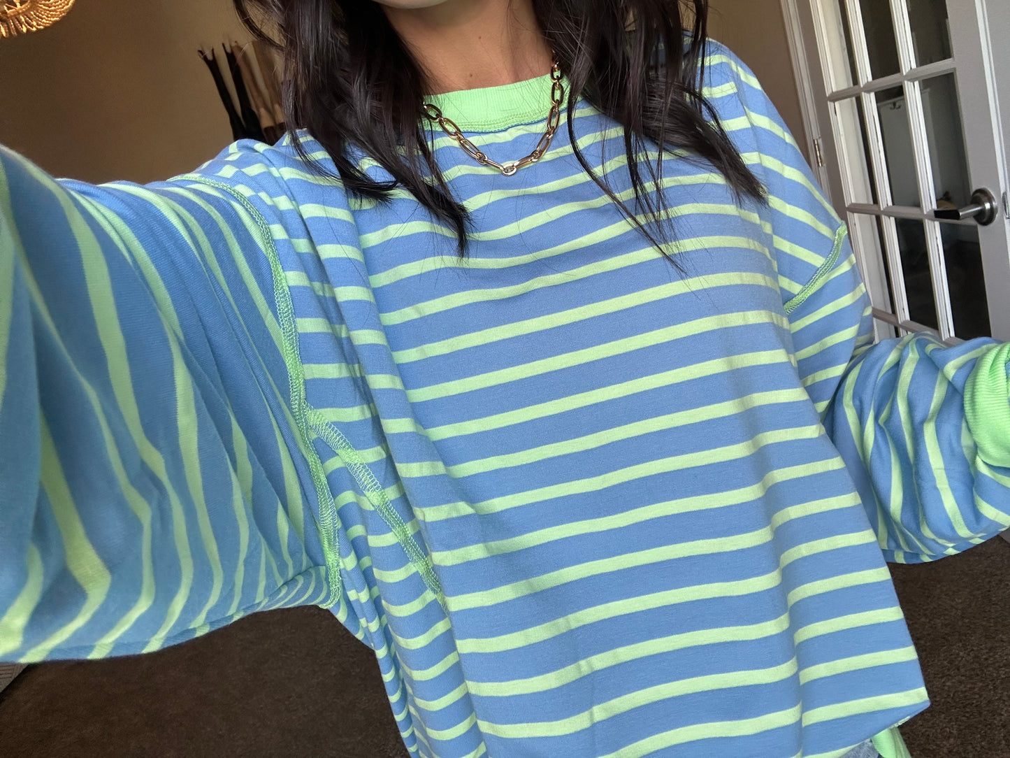 Coastal Lime Stripped Pullover