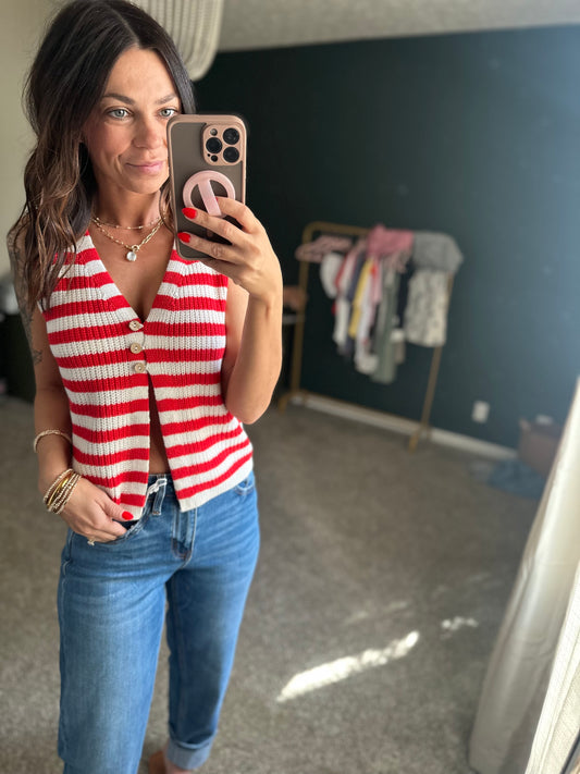 Striped Button Top
