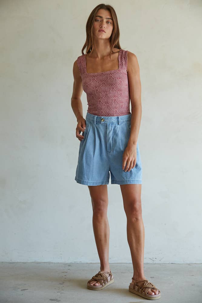 S1239A | Knit Modal Nylon Spandex Seamless Jacquard Tank