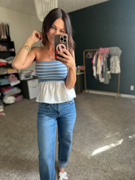 Stripped Peplum Top