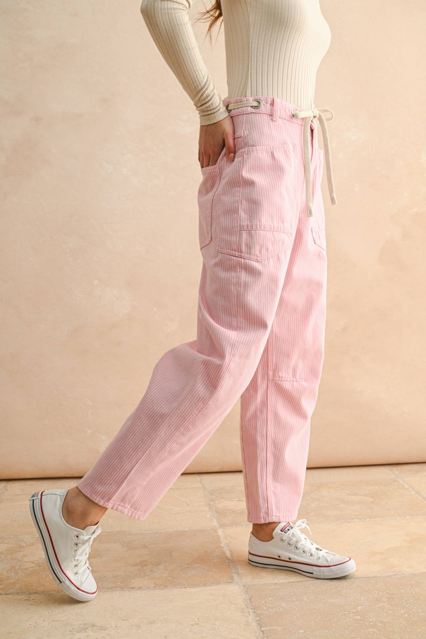 Blush Stiped Drawsting Pant