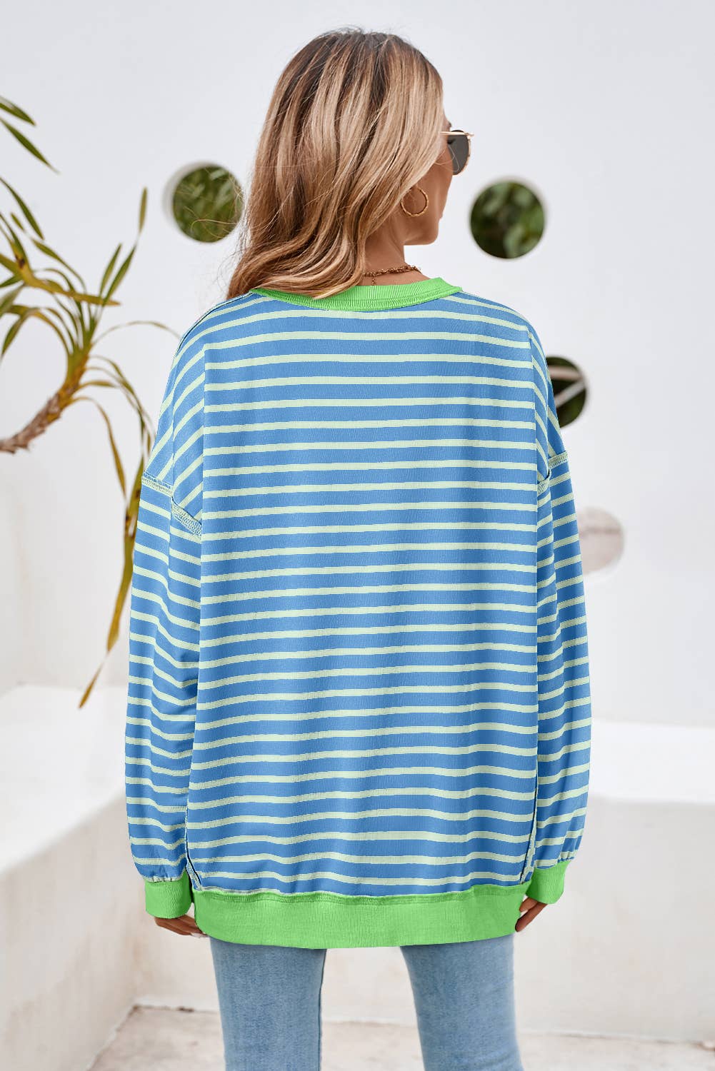 Coastal Lime Stripped Pullover